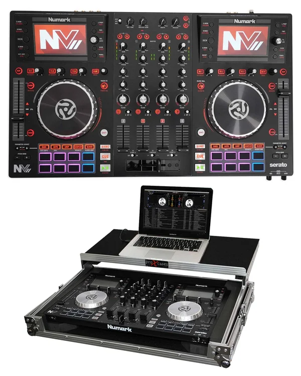 Numark NVII Intelligent Dual-Display Serato DJ Controller 4-Channel, USB + Case
