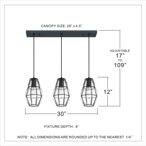Quoizel 3 Light Blythe Island Chandelier Earth Black BLH330EK