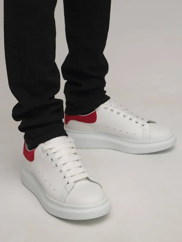 Alexander McQueen - Men 45mm Leather Platform Sneakers White/Red 41