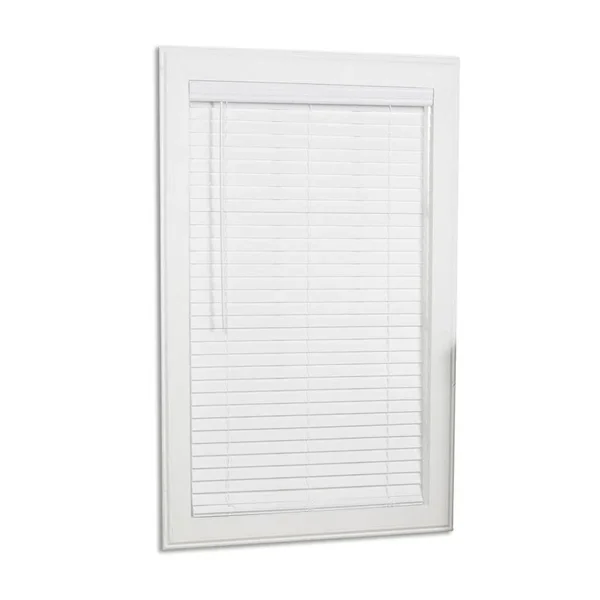 Allen + Roth 2-in Slat Width 24.75-in x 48-in Cordless White Faux Wood Room Darkening Full-view Standard Horizontal Blinds - 18J