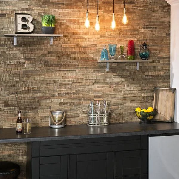 Sample - Wood Peel & Stick Mosaic Tile in Petrified Forest Aspect
