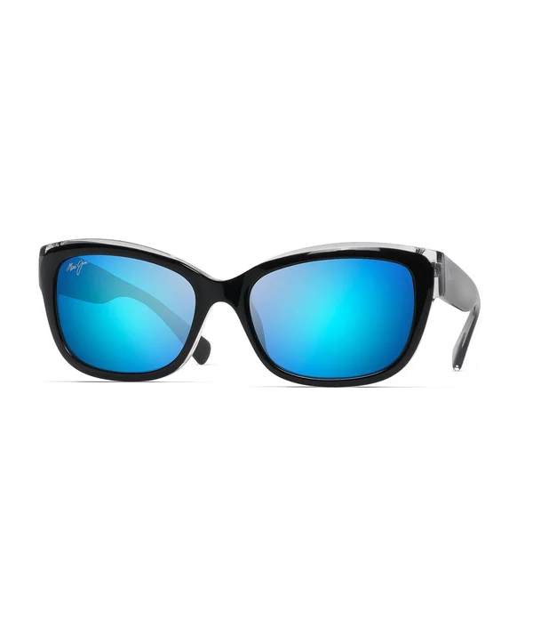 Maui Jim Plumeria Sunglasses Black with Crystal, Blue Hawaii
