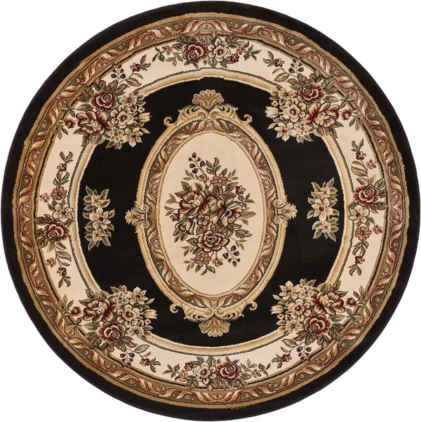 Well Woven Black 7& 10x22 Le Petit Palais Rug Timeless Traditional Round, 3713633-710R