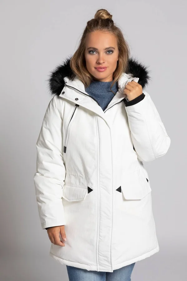 Plus Size Parkas, Woman, White, Size: 12/14, polyester/synthetic fibers, Ulla Popken