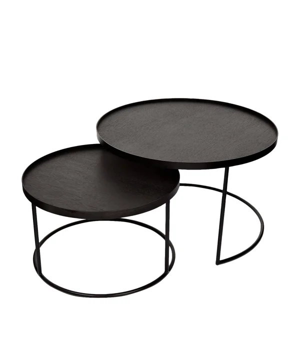 Ethnicraft Round Tray Coffee Table Set - Small/Large