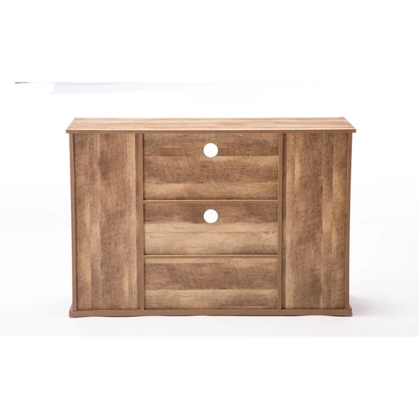 Saltoro Sherpi Rustic Media Cabinet with Barn Door and Open Storage, Natural
