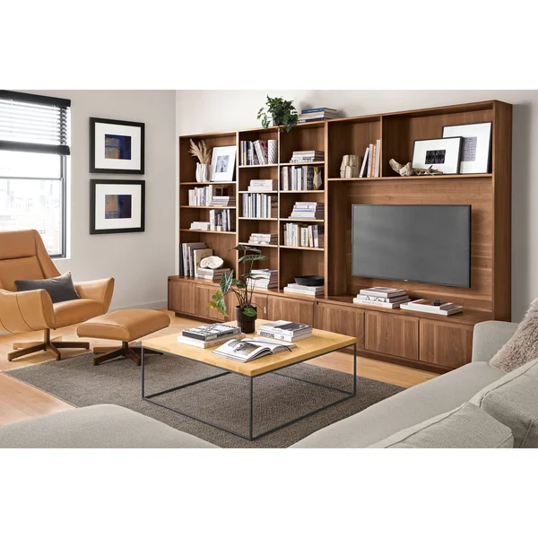 Room & Board - Modern Tyne 40W 40D 15H Square Coffee Table, Smoke Tempered Glass Top w/ White Base