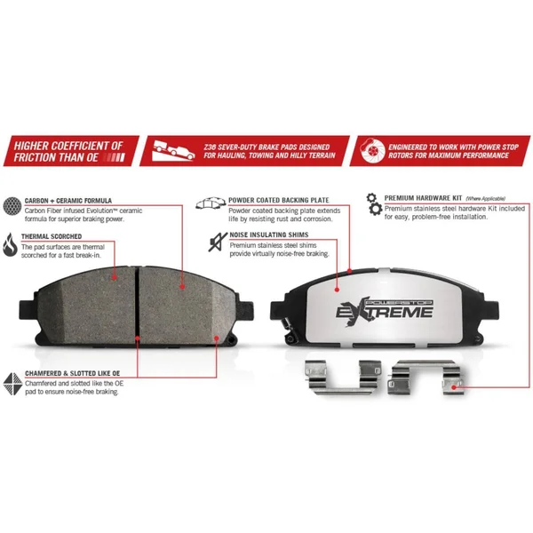 Power Stop KC5490-36 Rear Z36 Truck and Tow Brake Kit with Calipers