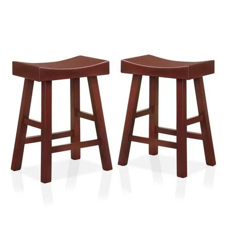 Furniture of America Colan Saddle Counter Stools, Dark Cherry - Set of 2