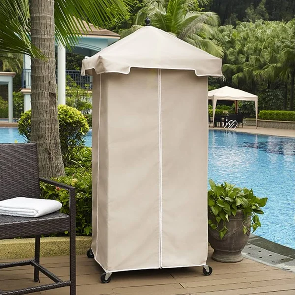 Ergode Palm Harbor Outdoor Wicker Towel Valet with Sand Cover - 79.75 x 31.5 x 31.5 inches