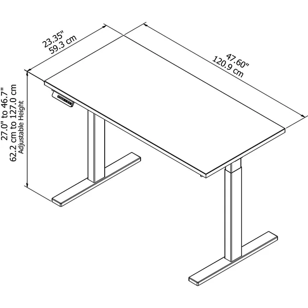 Move 60 Series by Bush Business Furniture 48W x 24d Height Adjustable Standing Desk Modern Hickory - M6S4824MHBK