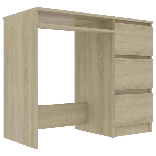 vidaXL Desk White 35.4x22x17.7x22x29.9x22 Chipboard, 801373