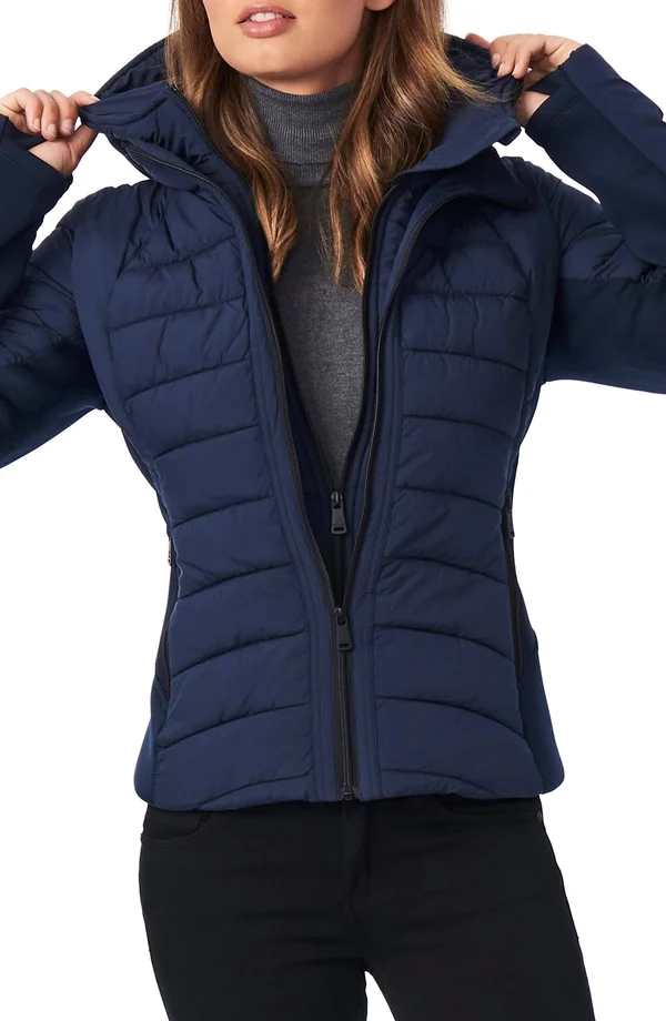 Women's Bernardo Hooded Quilted Water Repellent Jacket 5608821 - X-Large, Charcoal