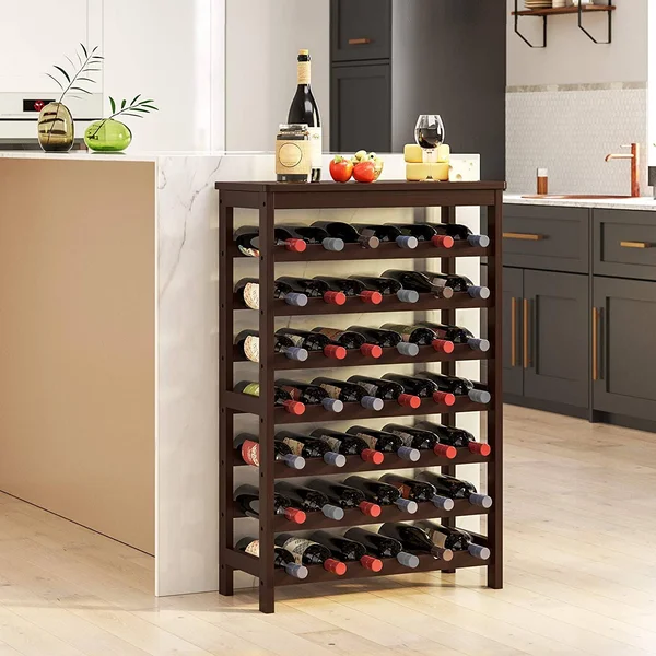42-Bottle Wine Rack Free Standing FLOOR - 7-Tier Display Wine Storage