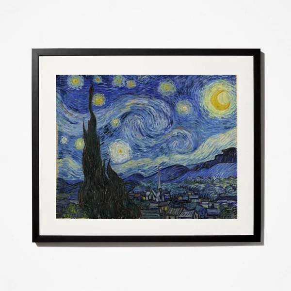Van Gogh Starry Night Framed Wall Art Print 16x20 - Canvas Print