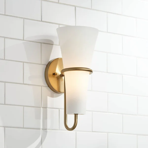 Possini Euro Rebecca 14x22 High Brass and Glass Wall Sconce