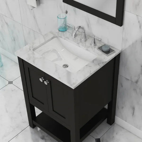 Alya Bath Wilmington 24x22 Bathroom Vanity with Marble Top - Espresso