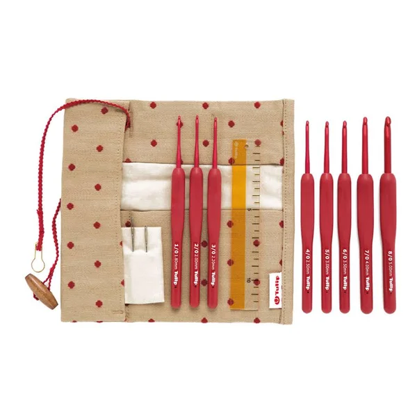 Tulip Etimo Red Crochet Hook w/ Cushion Grip Set