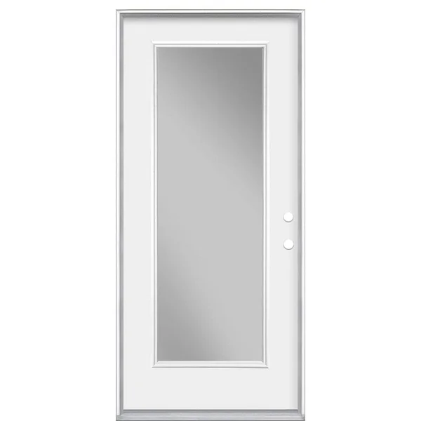 Masonite 36 in. x 80 in. Premium Full Lite Left Hand Inswing Primed Steel Prehung Front Exterior Door No Brickmold, Primed White