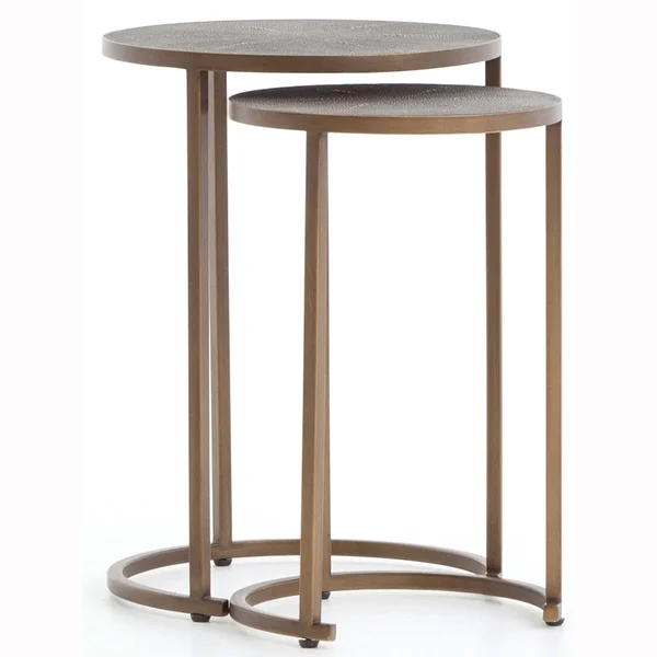 Four Hands - Shagreen Nesting Table - Antique Brass