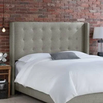 Alabama Wood Frame Upholstered Wingback Headboard Size: Full - Upholstery: Groupie Pewter