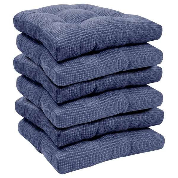 Fluffy Memory Foam Non Slip Chair Pad - Teal - Set of 6
