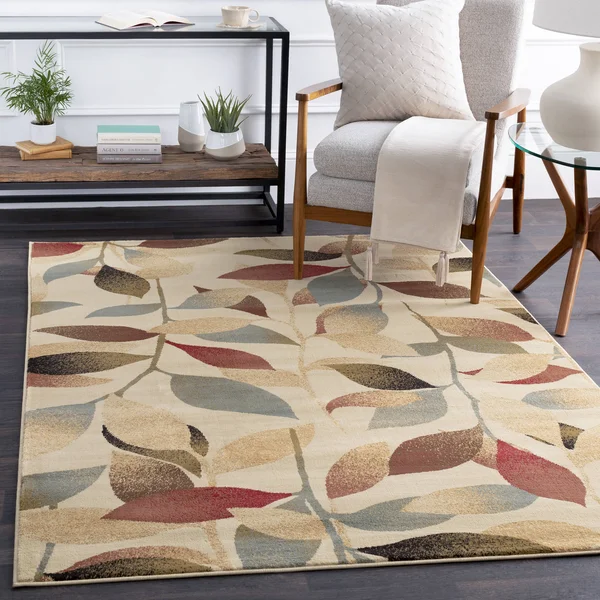 Transitional BHS-0058098 Turkish Poly Beige Floral Rug, 10' x 13'