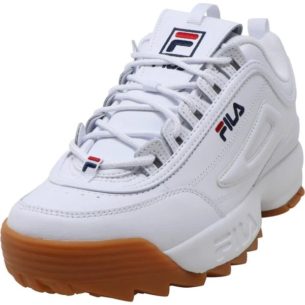 Fila Men's Disruptor II Premium Shoes White, Navy, Gum 12