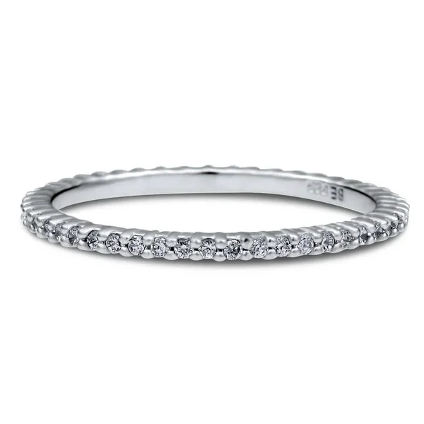 Berricle Sterling Silver Cubic Zirconia CZ Wedding Eternity Band Ring Size 9