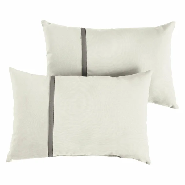 Mozaic Company Sunbrella Outdoor Lumbar Pillow - Set of 2, Size: 24W x 6D x 12H, Natural, Grey