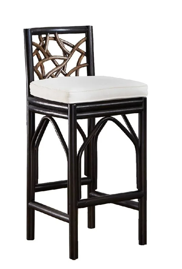Panama Jack PJS-1401-BLK-BS/RC-293 Trinidad Barstool w/ Cushion in Patriot Ivy Black, Traditional, Bellacor
