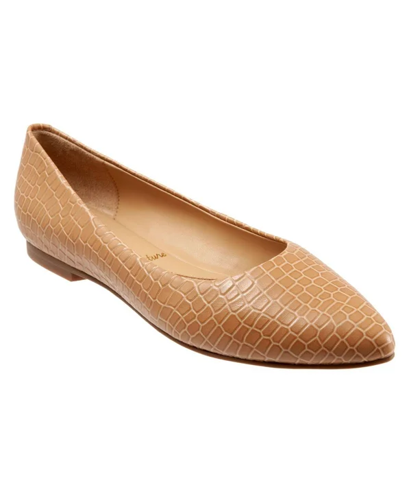 Trotters Women's Estee, Size: 5, Nude Croco Leather