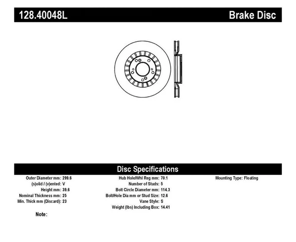 StopTech - Sport Cross Brake Rotor 128.40048L