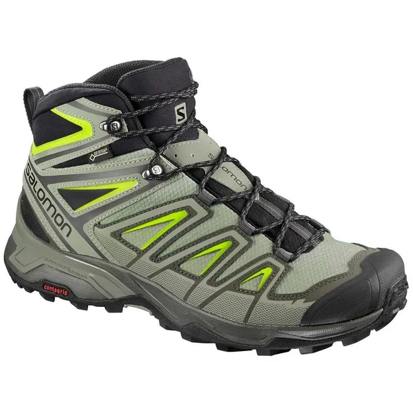 Salomon Men's x Ultra 3 Mid GTX Boots Beluga, Shadow, Lime Green 10