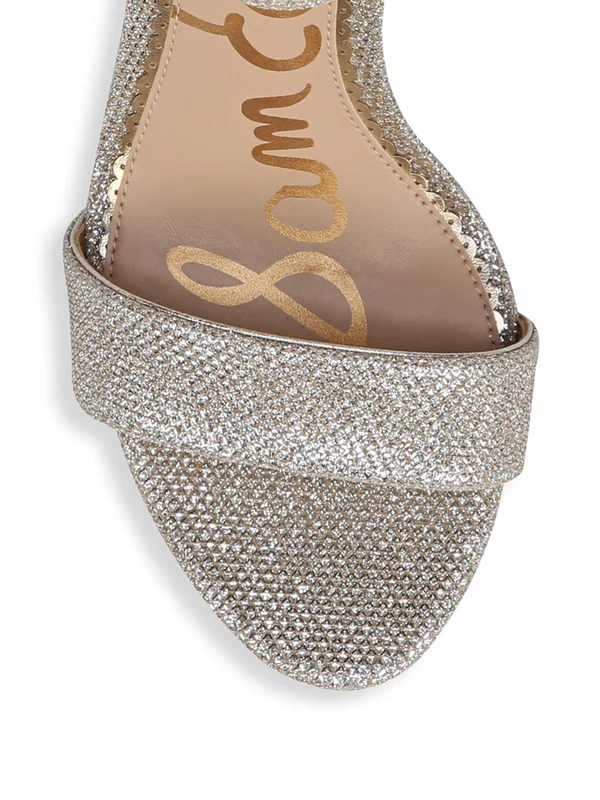 Sam Edelman Yaro Ankle Strap Sandal Heel Jute Glam Mesh 1 - Women's, Size: 9.5, Gold