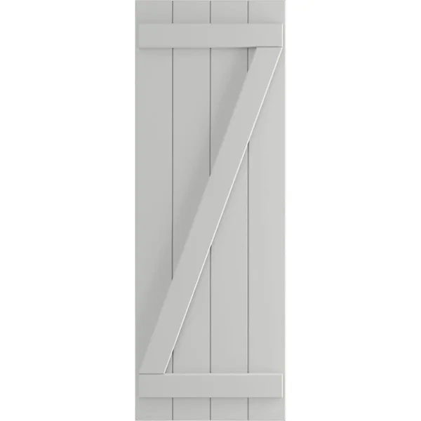 Ekena Millwork 21-1/2x22 x 57x22 True Fit PVC Four Board Joined Board and Batten Shutters w/Z-Bar, Hailstorm Gray (Per Pair)