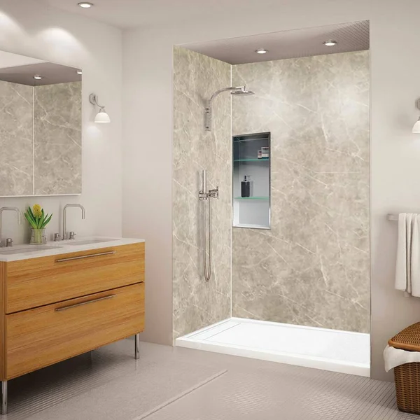Transolid FLU6032L-31 Linear 60-in W x 32-in L Rectangular Shower Base with Left Hand Drain in White in White