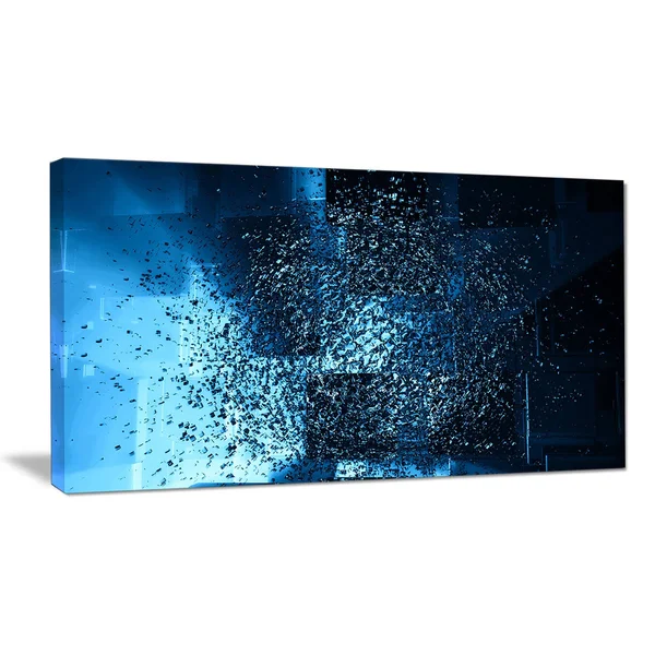 Design Art &Fractal 3D Blue Paint Splash& Graphic Art on Wrapped Canvas - Size: 20 inch H x 40 inch W x 1 inch D