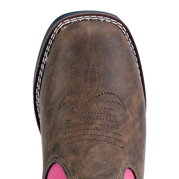 Laredo Kid's Mahaska Western Boots - Tan/Pink