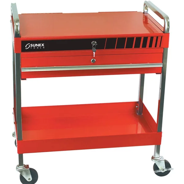 Sunex 8013ABK Service Cart with Locking Top and Drawer (Black)