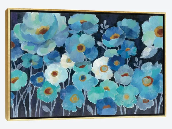 Framed Canvas Art (Gold Floating Frame) - Indigo Flowers I by Silvia Vassileva ( scenic & landscapes > Nature > Gard