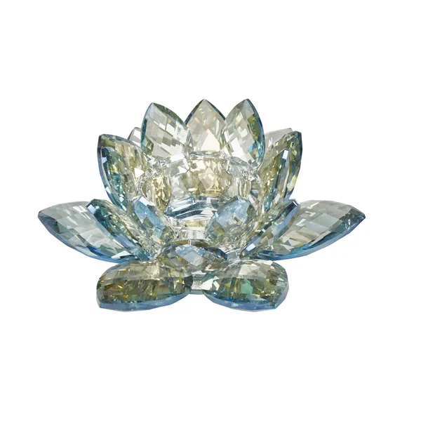 Sagebrook Home 13211-15 8.25 in. Crystal Lotus Votive Holder Blue