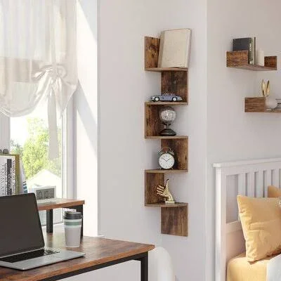 Lundquist Corner Bookcase 17 Stories Color: Rustic Brown