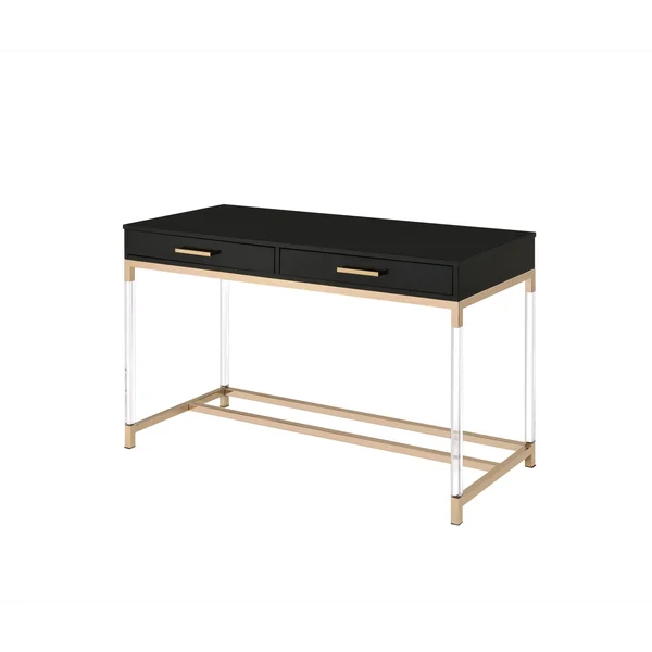Acme Adiel Built-in USB Port Writing Desk Black & Gold Finish