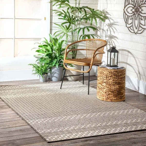 nuLOOM Frontier Striped Lattice Indoor/Outdoor Area Rug - Size: 8& x 10&