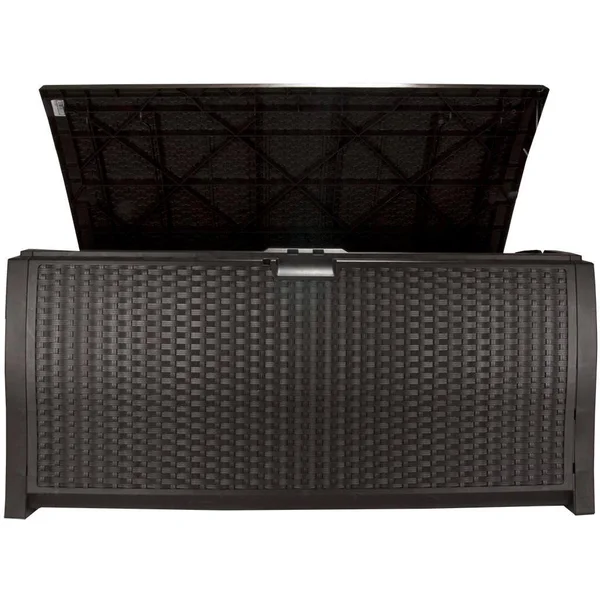 Suncast 33 Gal Resin Wicker Outdoor Garbage Can & 99 Gal Patio Resin Pool Box