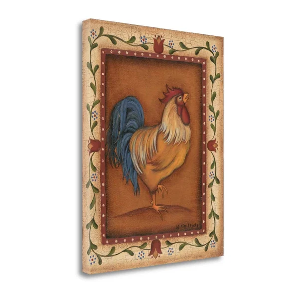 20x22 x 16x22 Gold Rooster by Kim Lewis Fine Art Giclee Print
