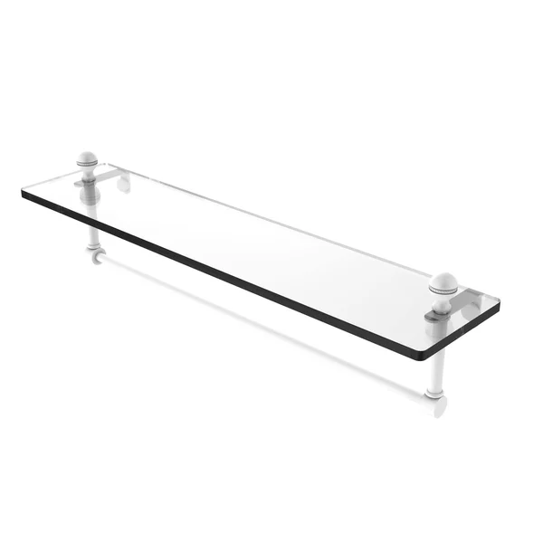 Allied Brass Mambo Glass Vanity Shelf with Integrated Towel Bar - Matte White - 22 inch