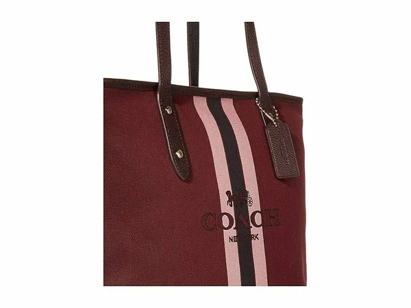 Coach Horse and Carriage Jacquard City Tote Oxblood