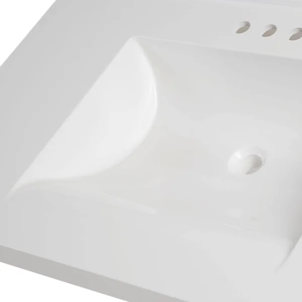 Glacier Bay 37 in. W x 22 in. D Cultured Marble Vanity Top in White with White Sink